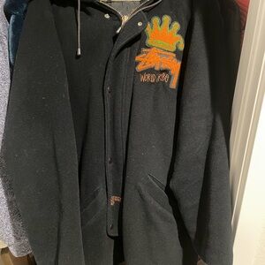 Stussy Black Jacket with Orange and Green Accents